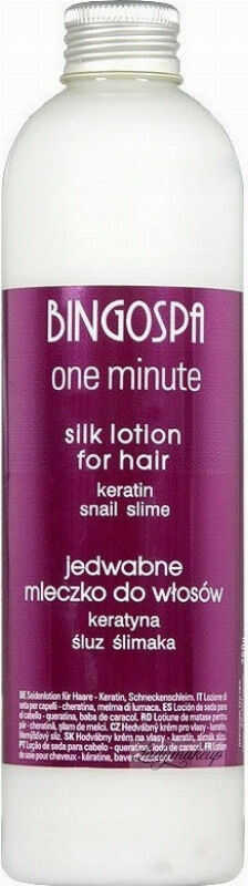 BINGOSPA - One Minute - Silk Lotion for Hair - Jedwabne mleczko do włosów z keratyną i śluzem ślimaka - 280 g