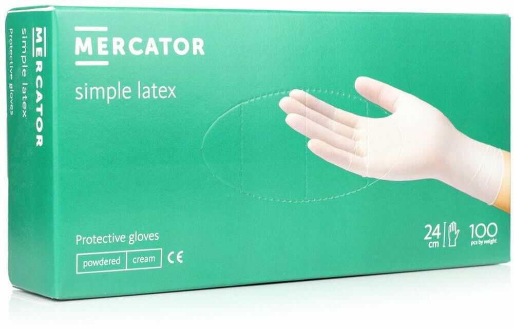 Mercator rękawice LATEKS rozmiar: S Białe 100 sztuk (VAT 23%)