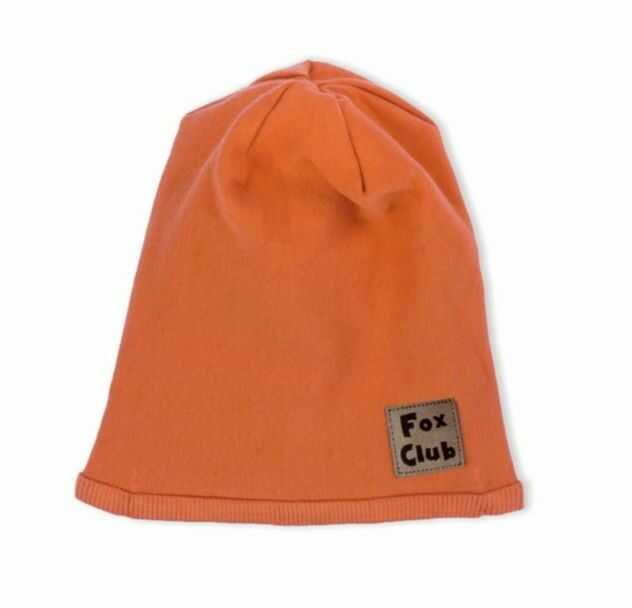 Czapka niemowlęca dzianinowa Fox Club -pomarańczowa