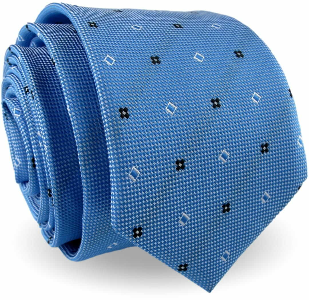 Krawat Męski Elegancki Modny Śledź wąski niebieski we wzorki G588