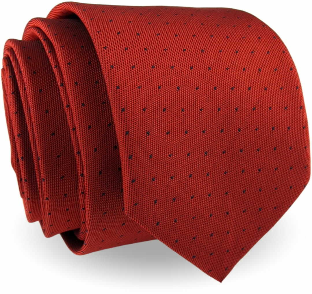 Krawat Męski Elegancki Modny Śledź wąski czerwony w kropki G594