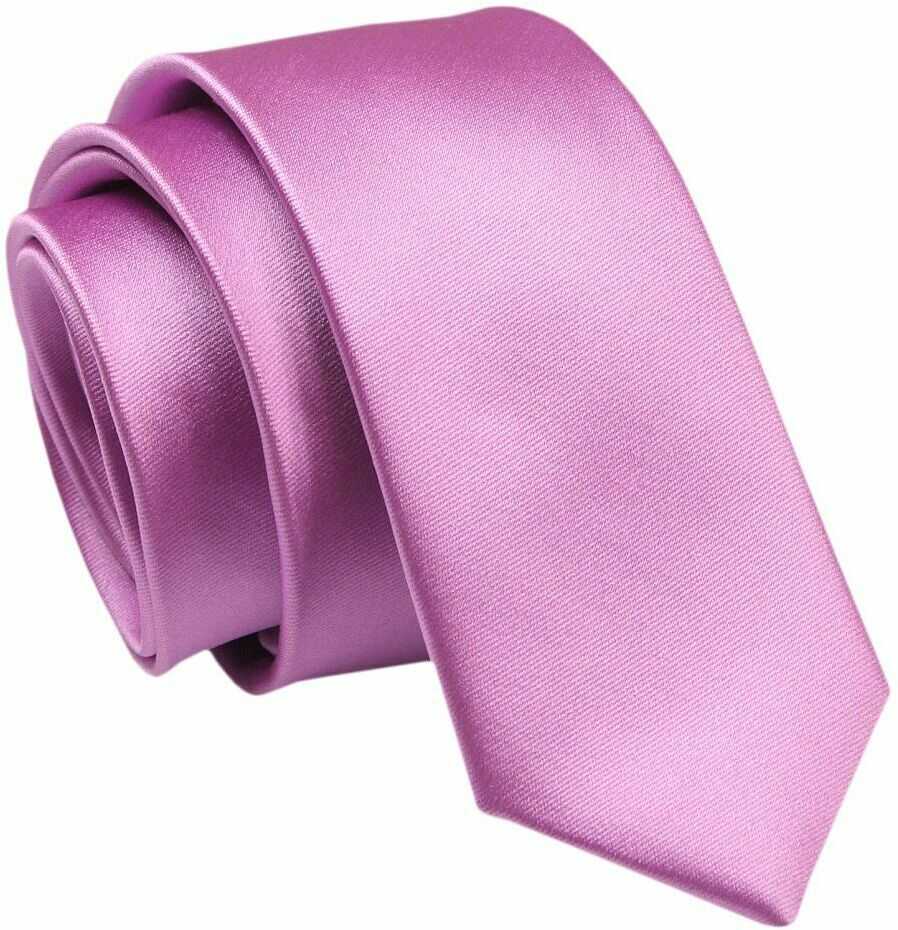 Krawat (Śledź) Męski 5 cm, Różowy, Wąski, Gładki -ALTIES KRALTStani0794