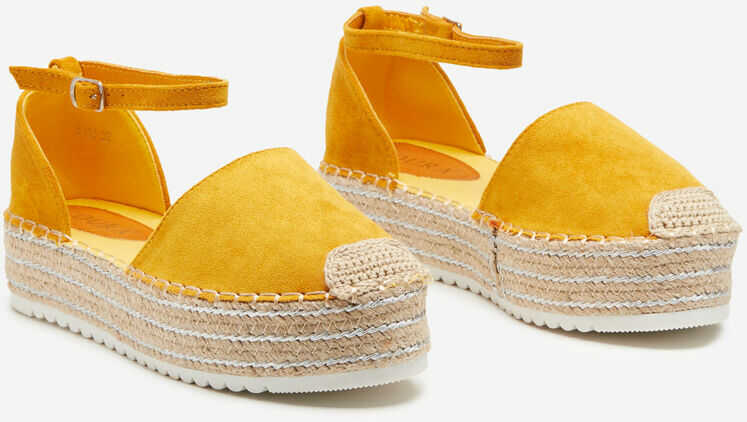 Żółte damskie sandały a''la espadryle na platformie Indira - Obuwie