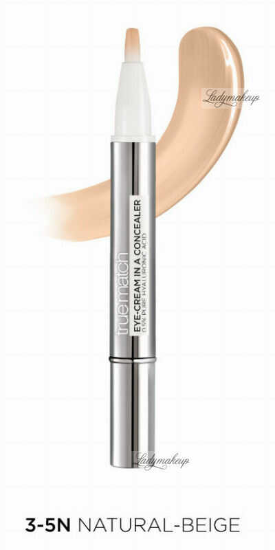 L Oréal - True Match - Eye Cream in Concealer - Rozświetlający korektor pod oczy z kwasem hialuronowym - 3-5.N NATURAL BEIGE