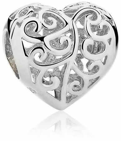 Rodowany srebrny charms do pandora ażurowe serce serduszko heart srebro 925