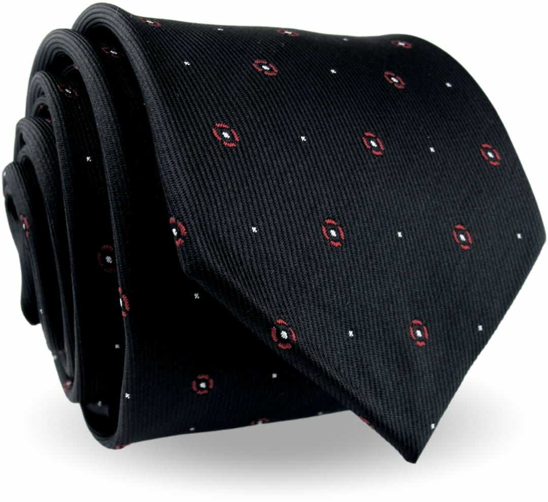 Krawat Męski Elegancki Modny Klasyczny szeroki czarny w kropki kółka G603