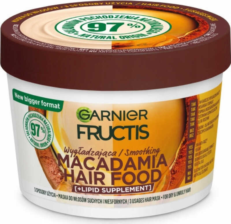 GARNIER - FRUCTIS - MACADAMIA HAIR FOOD MASK - Wygładzająca maska do włosów suchych i niesfornych - Makadamia - 400 ml