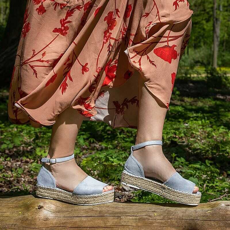 Niebieskie damskie sandały na platformie Dalila - Obuwie