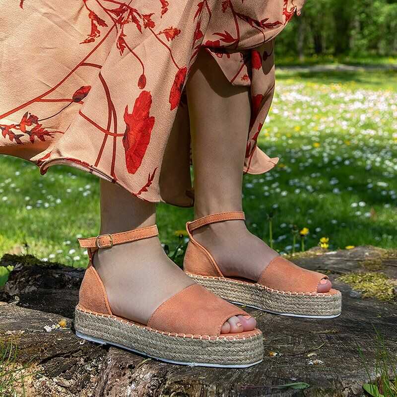 Pomarańczowe damskie sandały na platformie Dalila - Obuwie