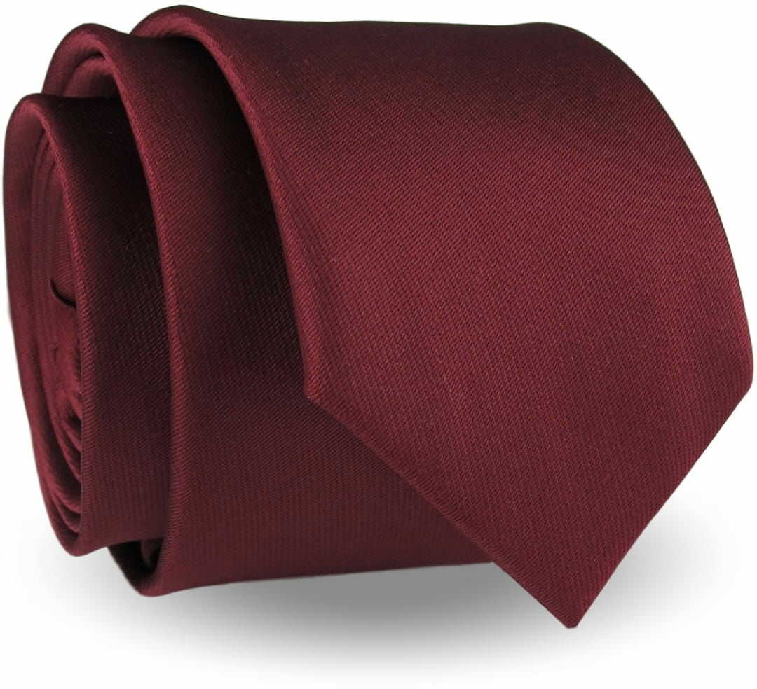 Krawat Męski Elegancki Modny Śledź wąski gładki ciemny bordowy burgundowy G301