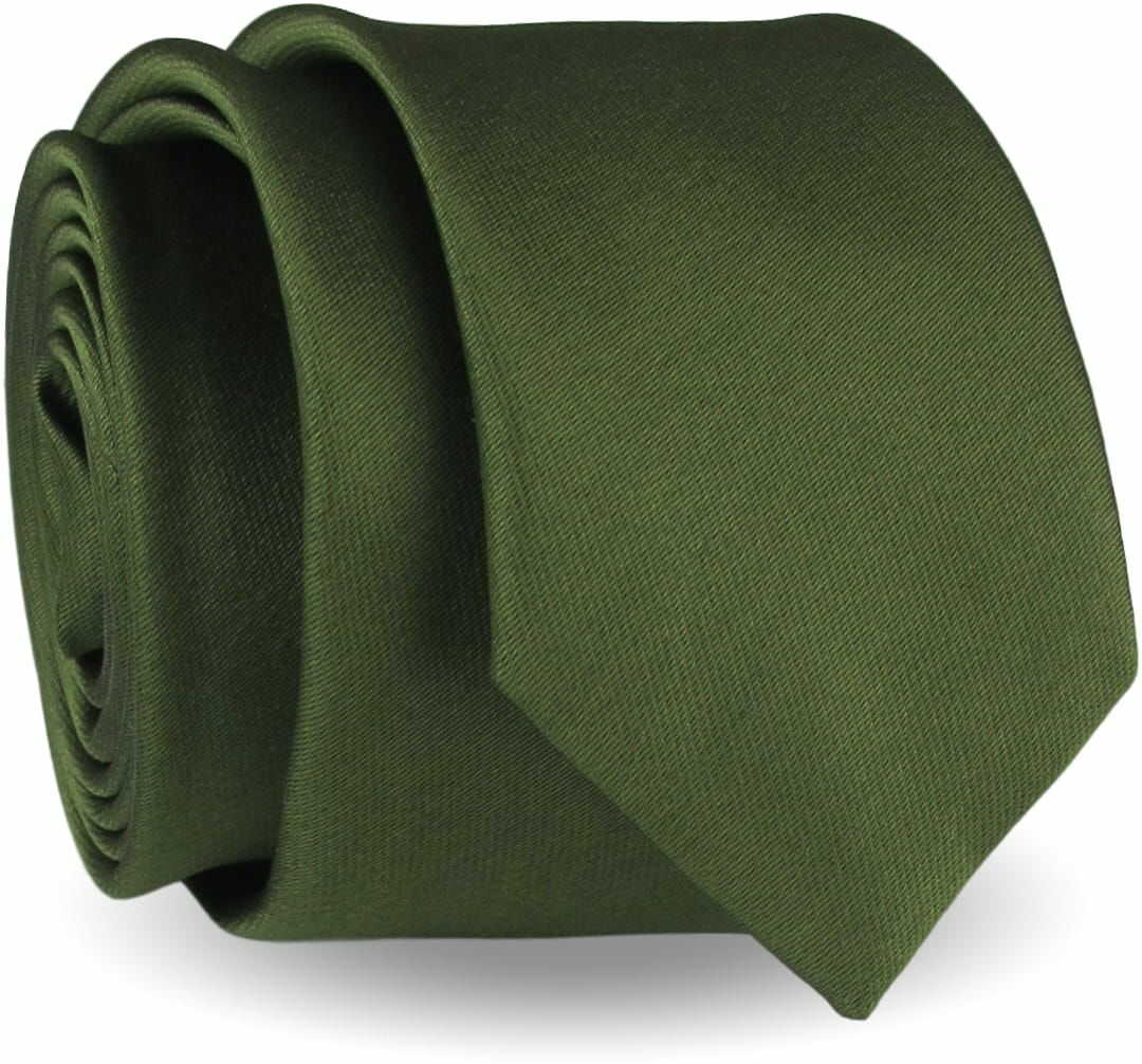 Krawat Męski Elegancki Modny Klasyczny szeroki gładki zgniła zieleń khaki zieleń butelkowa G311
