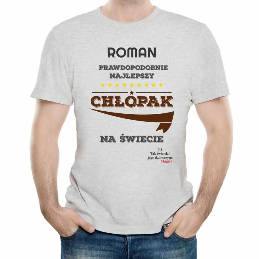 Koszulka męska szara z nadrukiem dla chłopaka na Dzień Chłopca