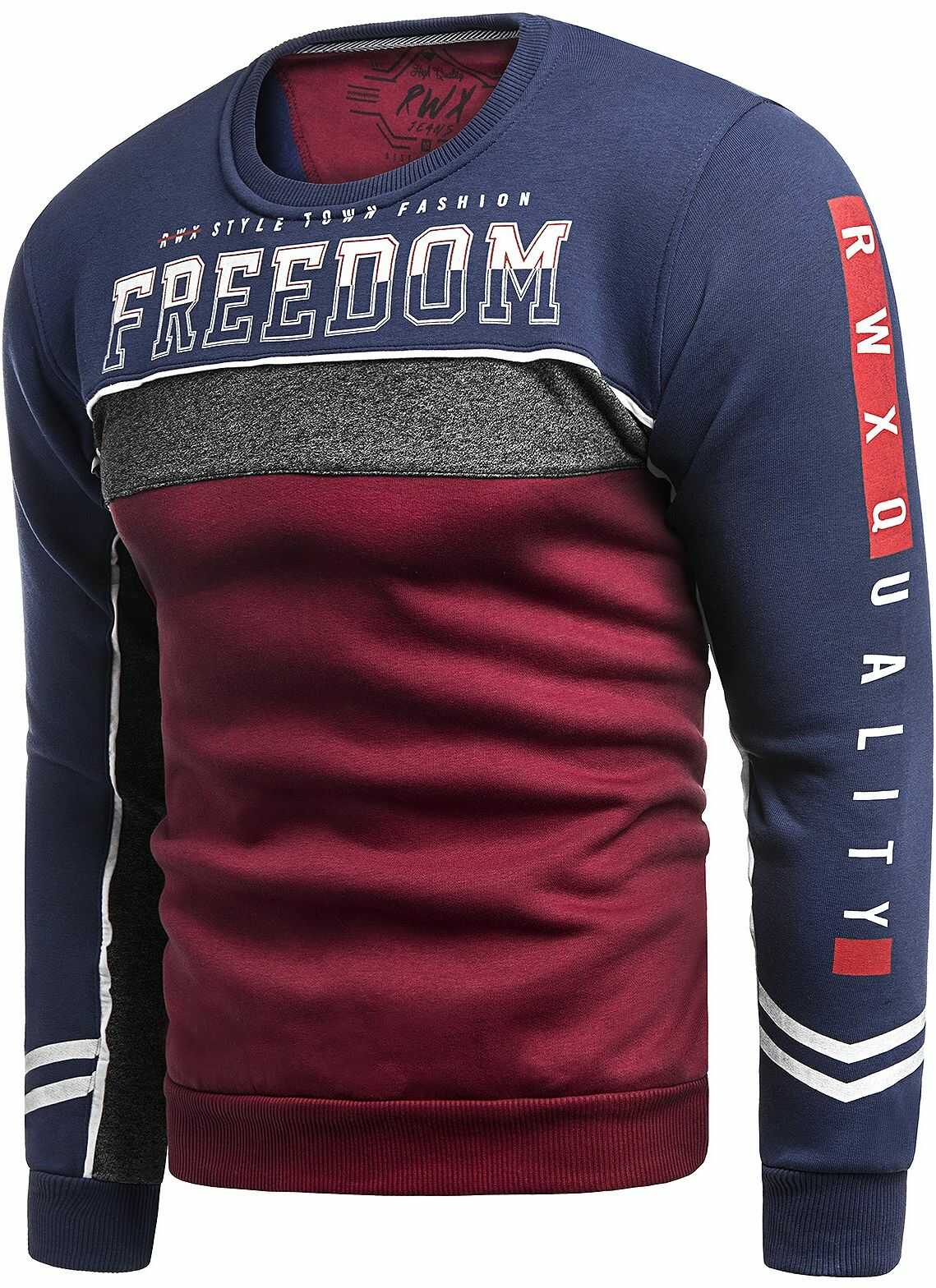 Ciepła Bluza 6034- granat/czerwony