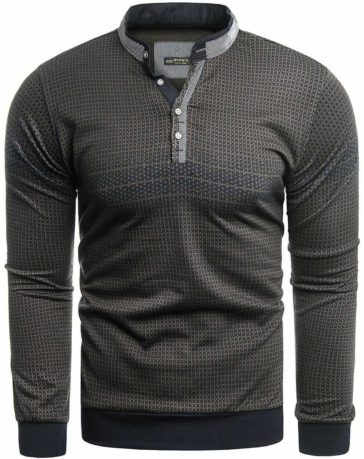 Sweter męski 8055 - czarny/camel