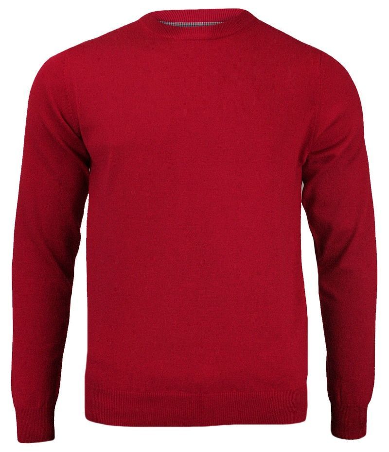 Sweter Czerwony Klasyczny Męski Bawełniany, Okrągły Dekolt (U-neck) - Adriano Guinari SWADGAW18skipatrolU