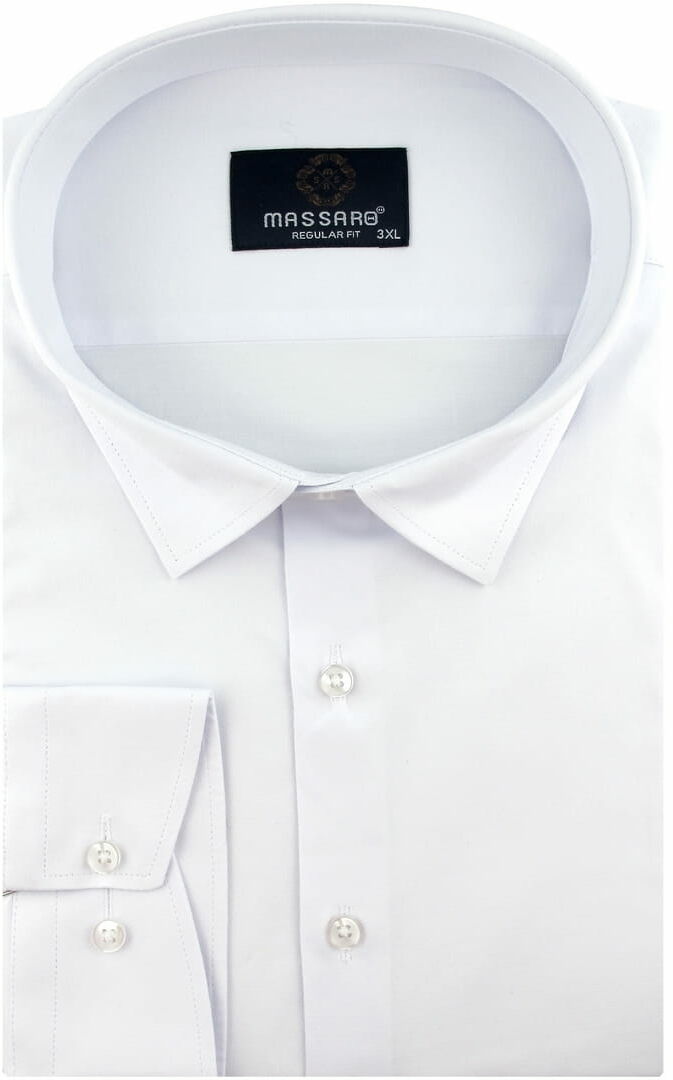Duża Koszula Męska Elegancka Wizytowa do garnituru gładka biała z długim rękawem Duże rozmiary Massaro B985