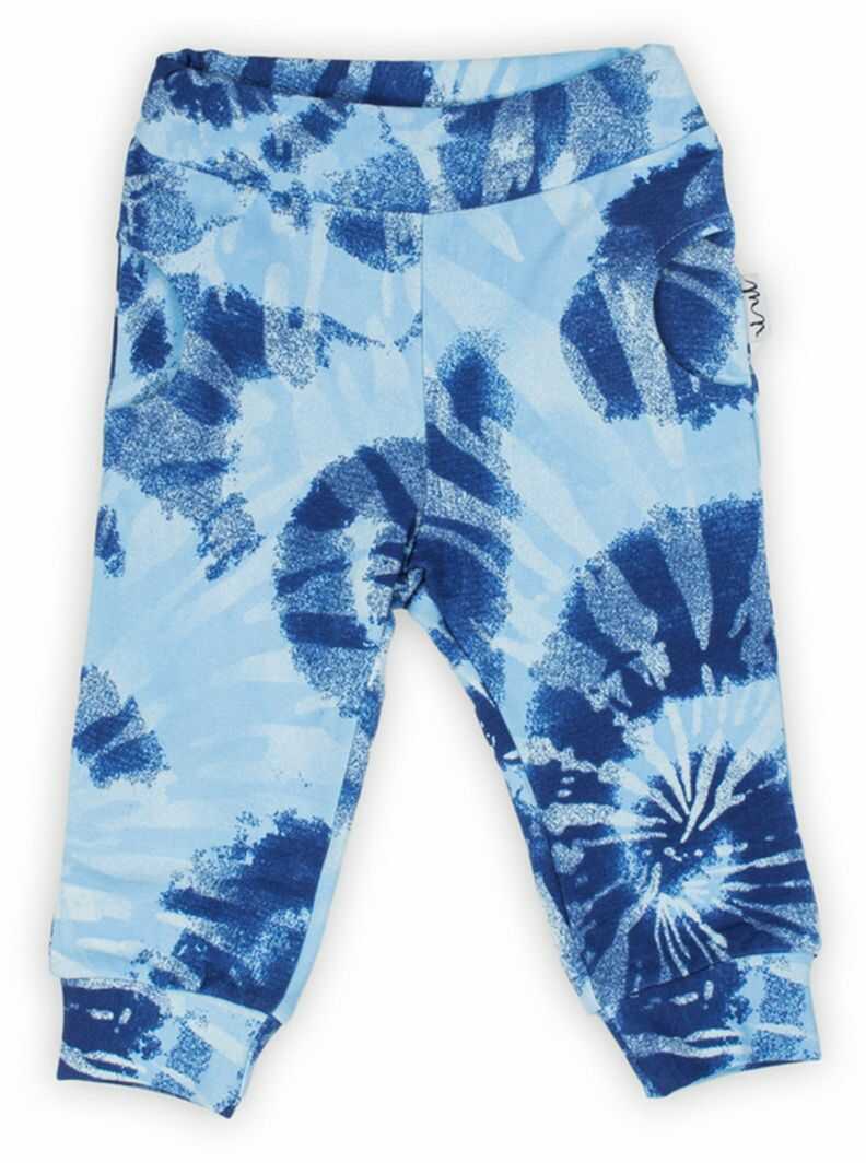 Bawełniane spodnie dresowe chłopięce we wzory niebieskie