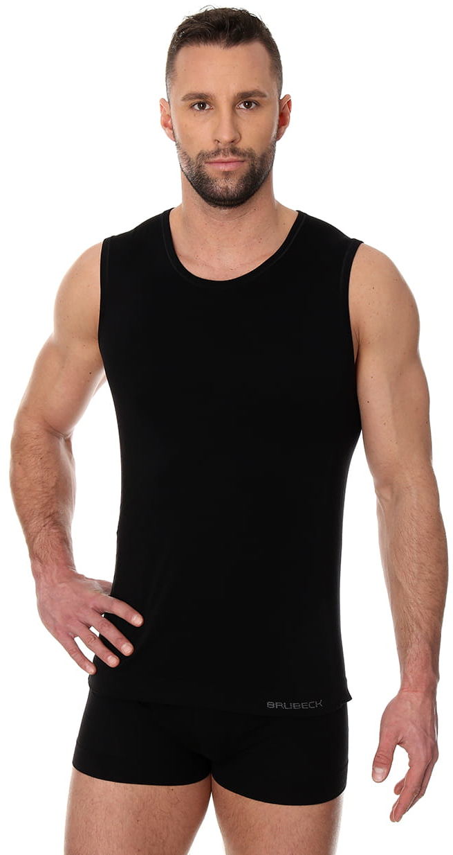 Bezszwowa koszulka męska Brubeck Comfort Cotton SL00068 czarna