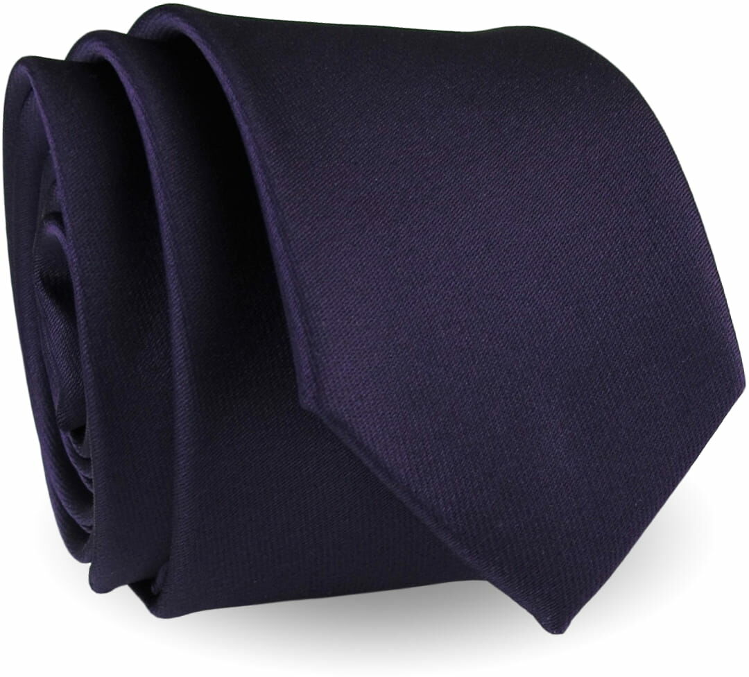 Krawat Męski Elegancki Modny Śledź wąski gładki ciemny fiolet śliwka G280
