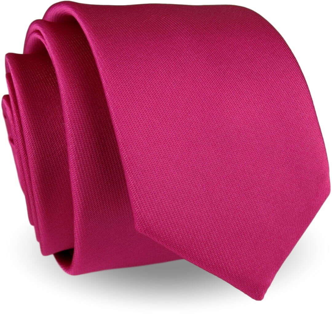 Krawat Męski Elegancki Modny Śledź wąski gładki różowy fuksja G283