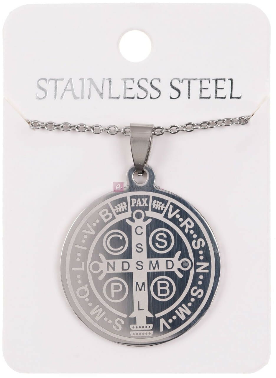 Naszyjnik - medalion - św. Benedykt - Stainless Steel 3cn