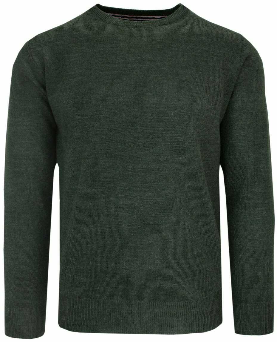 Sweter Zielony Melanżowy Khaki Okrągły Dekolt Męski Jednokolorowy -BRAVE SOUL SWBRSAW22PARSECkhakimix