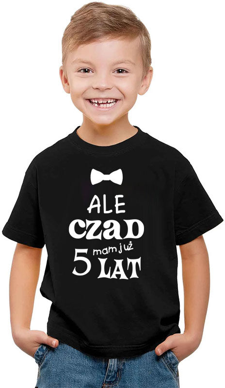 Czarna Koszulka dziecięca urodzinowa Ale Czad Mam 5 Lat