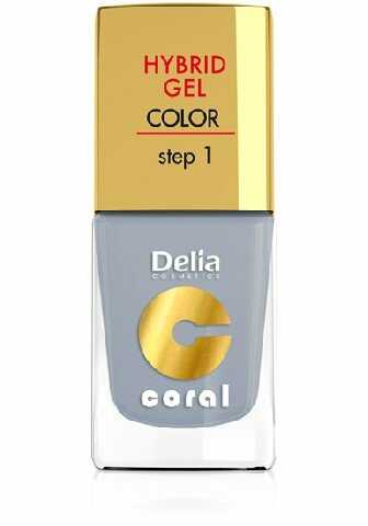 Delia Cosmetics, Coral Hybrid Gel, lakier do paznokci nr 08 jasna szarość, 11 ml