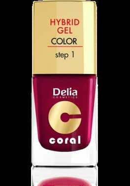 Delia Cosmetics, Coral Hybrid Gel, lakier do paznokci nr 12 bordowy, 11 ml