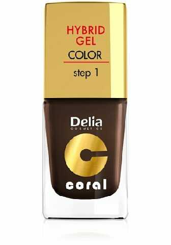 Delia Cosmetics, Coral Hybrid Gel, lakier do paznokci nr 07 ciemna czekolada, 11 ml