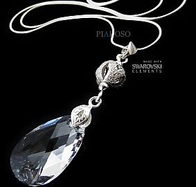 Piękny Naszyjnik Kryształy Crystal Fantasia Srebro
