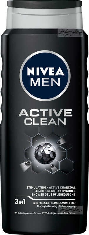 Nivea - Men - Active Clean - 3in1 Shower Gel - Żel pod prysznic 3w1 dla mężczyzn - 500 ml