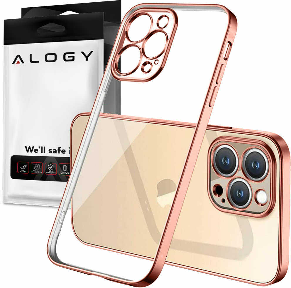 Etui Alogy TPU Luxury Case z osłonką na aparat do Apple iPhone 13 Pro różowo-przezroczyste