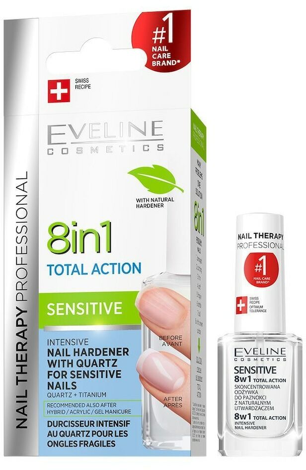 Eveline Cosmetics Nail Therapy Professional Odżywka do paznokci 8w1 Total Action Sensitive nagelpflegeset 12.0 ml