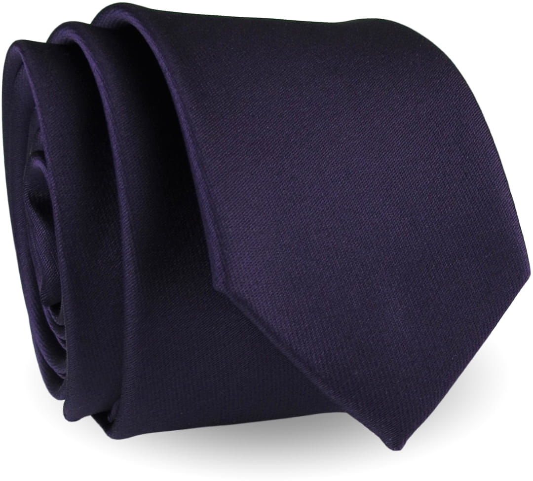 Krawat Męski Elegancki Modny Klasyczny szeroki gładki ciemny fiolet śliwka G309