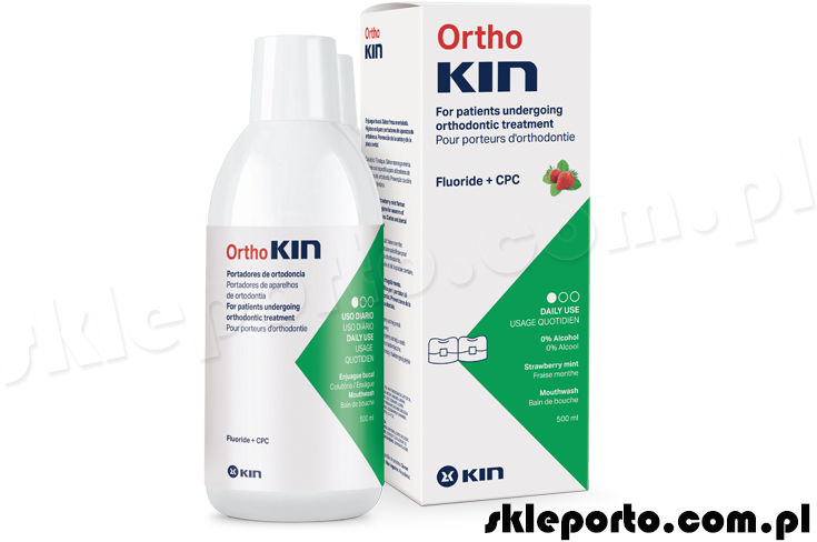 Kin OrthoKin 500 ml płyn ortodontyczny mięta truskawka - higiena ortodontyczna