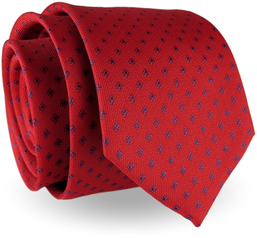 Krawat Męski Elegancki Modny klasyczny szeroki czerwony we wzory G240