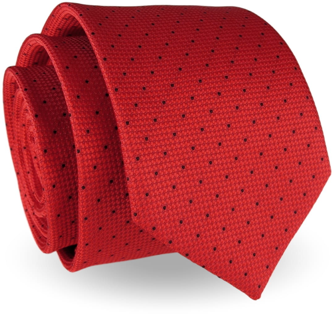 Krawat Męski Elegancki Modny klasyczny szeroki czerwony w kropki G243