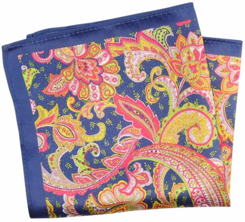 Poszetka Męska ALTIES, Granatowo-Różowa Wzór Paisley, Łezki, Męska, Elegancka POSZALTTANIA0632