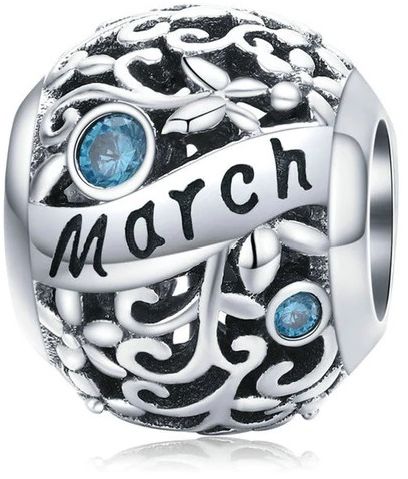 Rodowany srebrny charms do pandora miesiąc marzec month march cyrkonie srebro 925 CHARM216