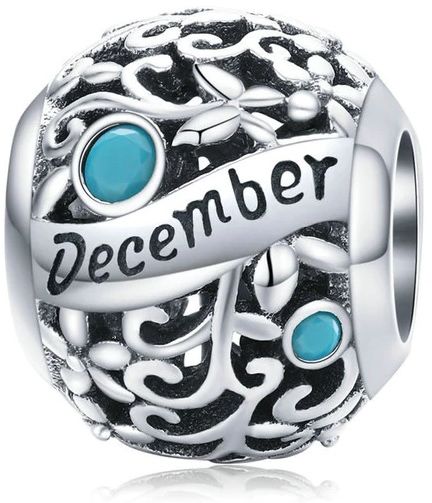 Rodowany srebrny charms do pandora miesiąc grudzień month december cyrkonie srebro 925 CHARM225