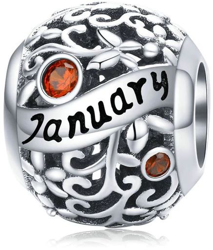 Rodowany srebrny charms do pandora miesiąc styczeń month january cyrkonie srebro 925 CHARM214