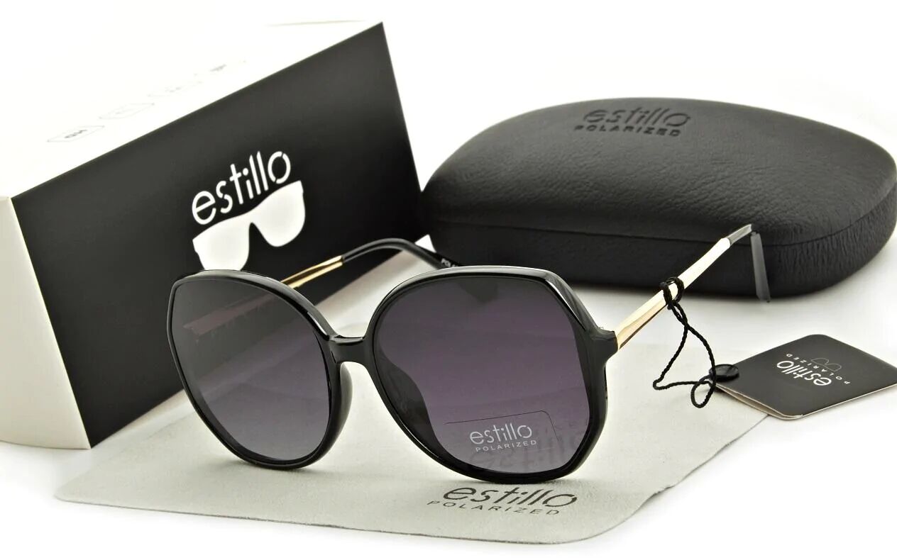Estillo Damskie okulary przeciwsłoneczne polaryzacyjne czarne EST-11-1
