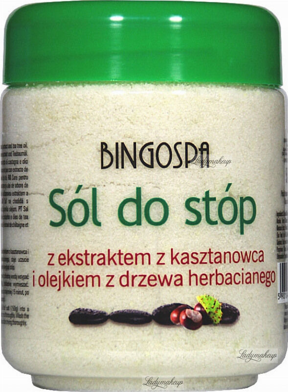 BINGOSPA - Foot care salt with horse chestnut extract & tea tree oil - Sól do stóp z ekstraktem z kasztanowca i olejkiem z drzewa herbacianego - 550 g