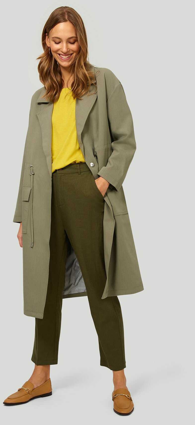 Greenpoint płaszcz damski khaki o luźnym kroju