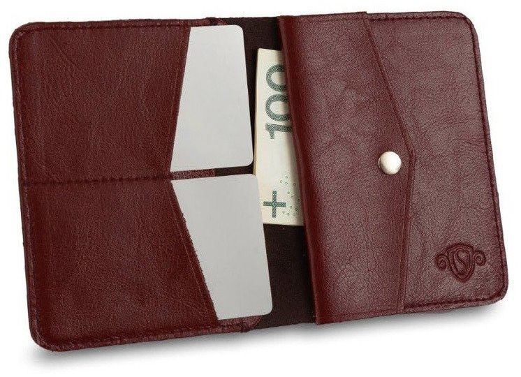 Cienki skórzany męski portfel z bilonówką SOLIER SW15 SLIM bordowy