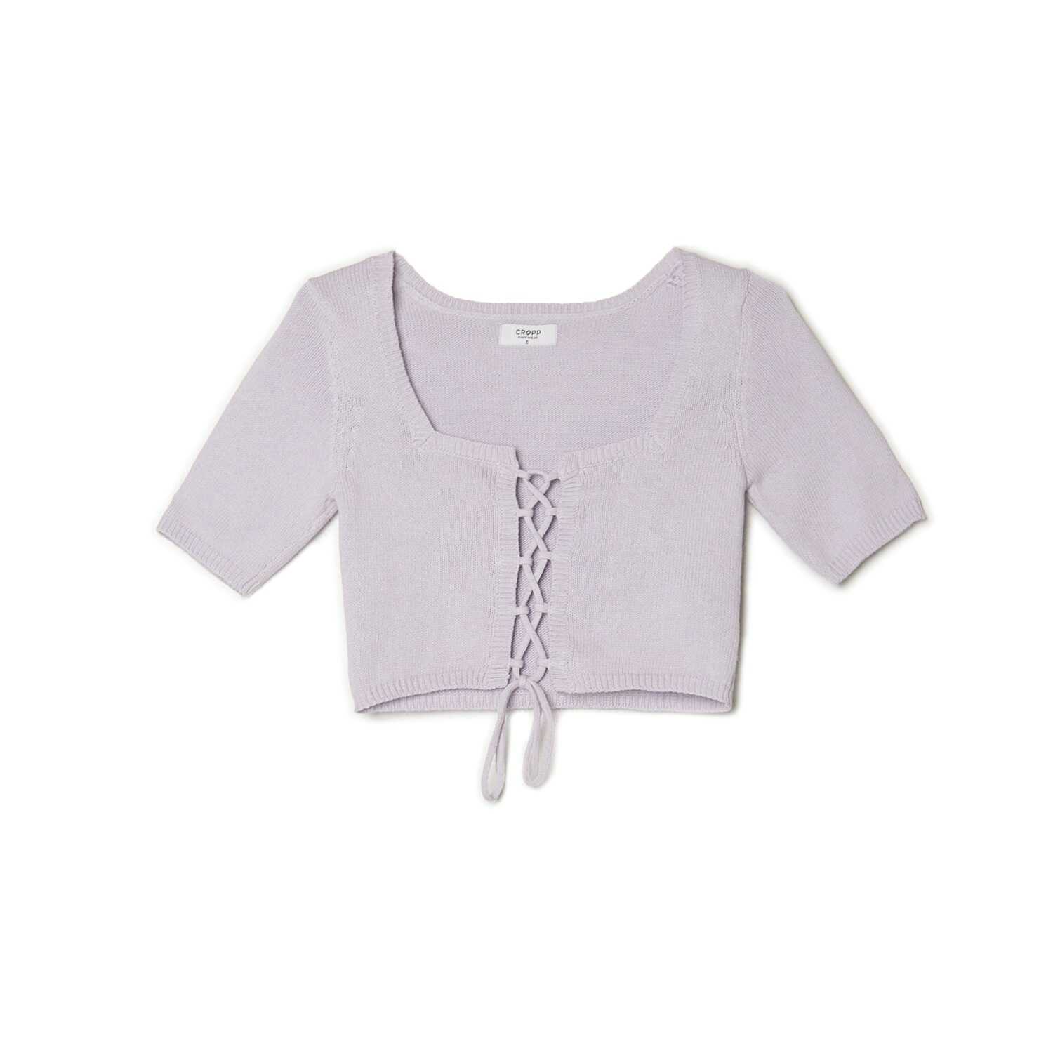 Cropp - Liliowa swetrowa bluzka z wiązaniem - Fioletowy