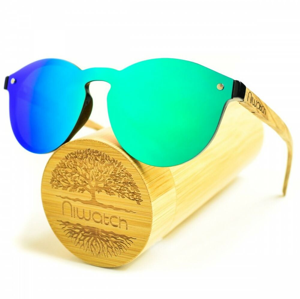 Drewniane okulary przeciwsłoneczne Niwatch Cassiopeia Green Mirror & Zebrawood