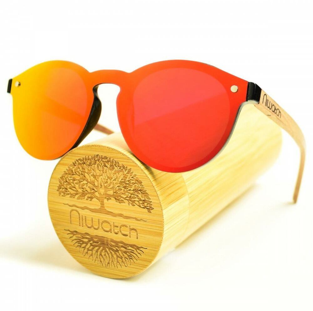 Drewniane okulary przeciwsłoneczne Niwatch Cassiopeia Orange Mirror & Palisander