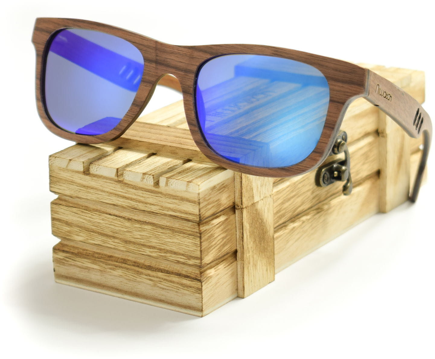 Drewniane okulary przeciwsłoneczne Niwatch Perseus Blue
